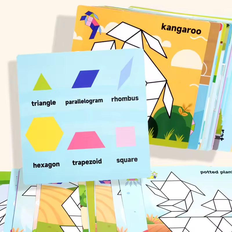 Wooden Magnetic Puzzle Blocks – Creative Tangram Game for Children
