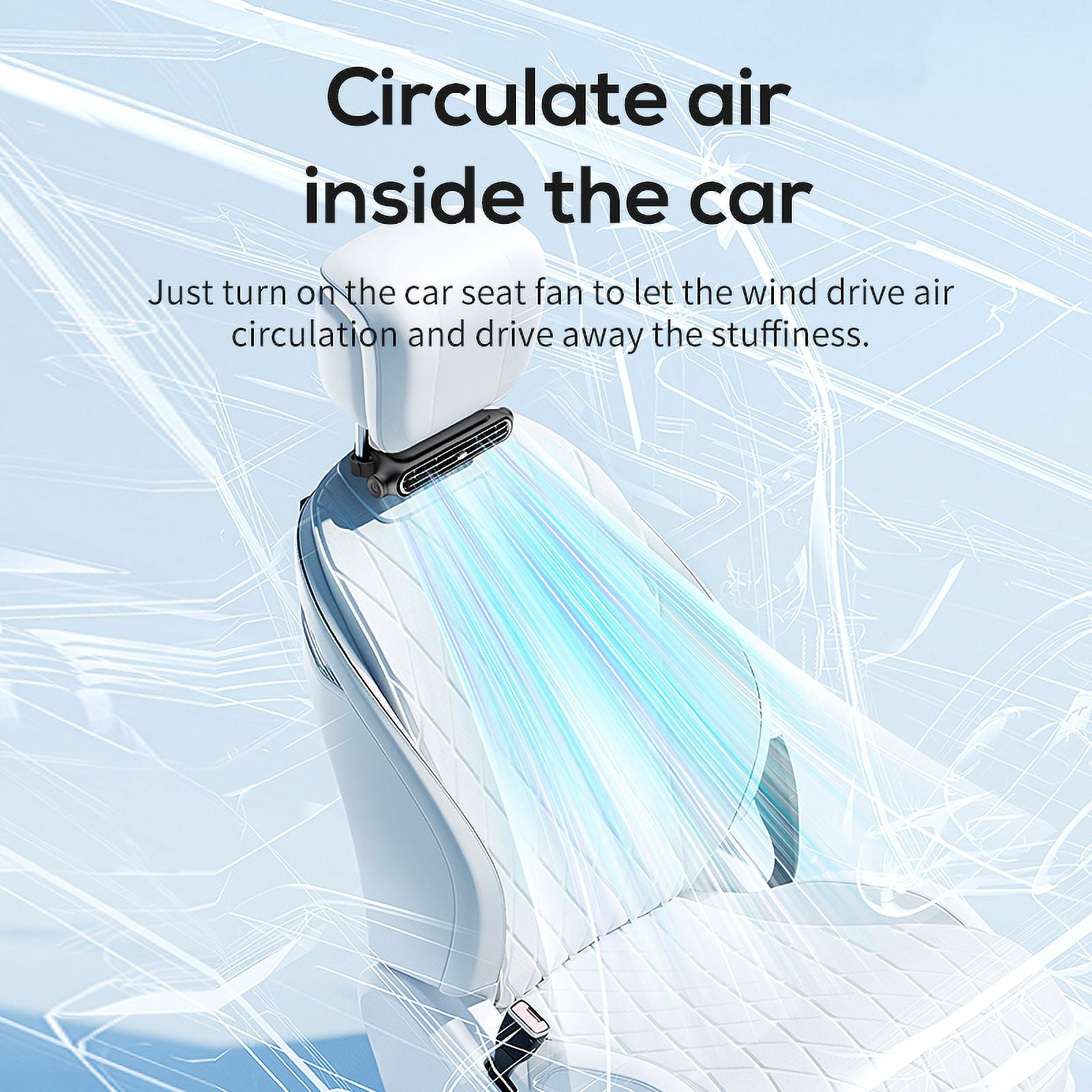 CoolCruze  Rechargeable Car Backseat Fan for All Vehicles